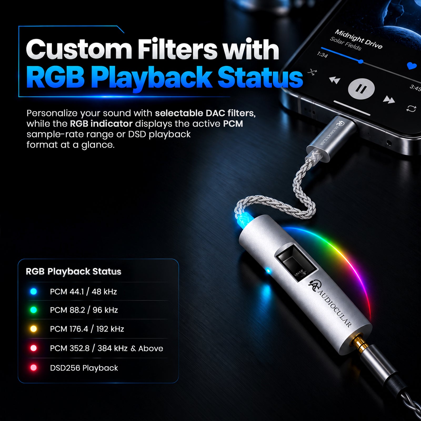 AUDIOCULAR - AURA Pro CS43198 + SGM8262 Portable DAC & Amp
