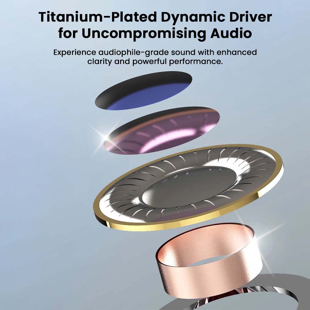 Titanium-plated dynamic driver in AUDIOCULAR BR Pro IEM delivers audiophile-grade sound with powerful performance and clarity.