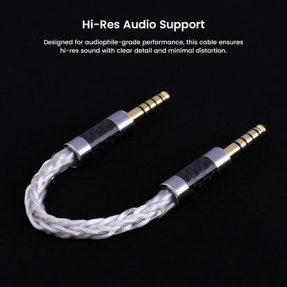 Hi-res audio support featured in AUDIOCULAR C12 cable with dual 4.4mm connectors, designed for audiophile-grade clarity and minimal distortion.