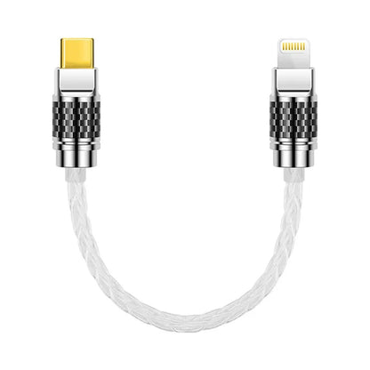 AUDIOCULAR - C13 Type-C to Lightning high-fidelity audio cable with braided silver core and gold-plated connectors for premium sound quality.