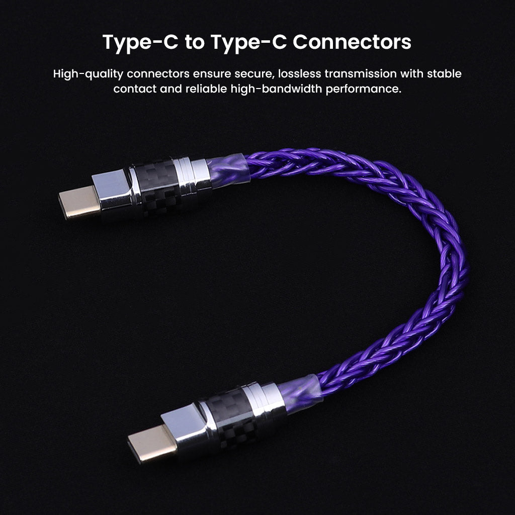 Detail of AUDIOCULAR - C14 Type-C to Type-C connectors ensuring secure, lossless transmission with high-bandwidth performance for audio setups.