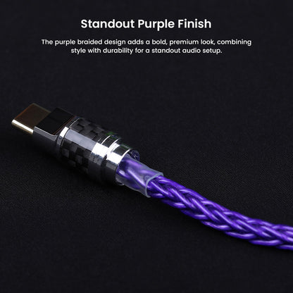 AUDIOCULAR - C14 Type-C to Type-C cable featuring a bold purple braided finish for a stylish and durable audiophile-grade connection.