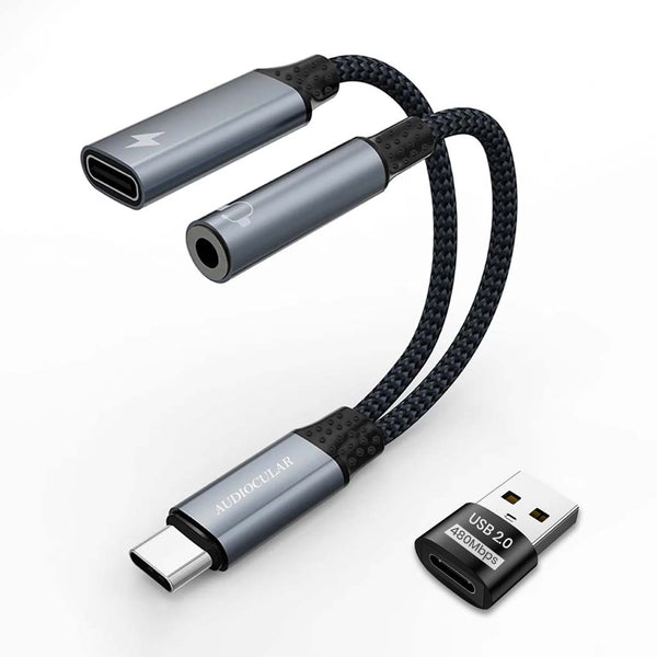 AUDIOCULAR - D12 PD 2 in 1 USB C to 3.5mm Portable DAC Dongle - 1