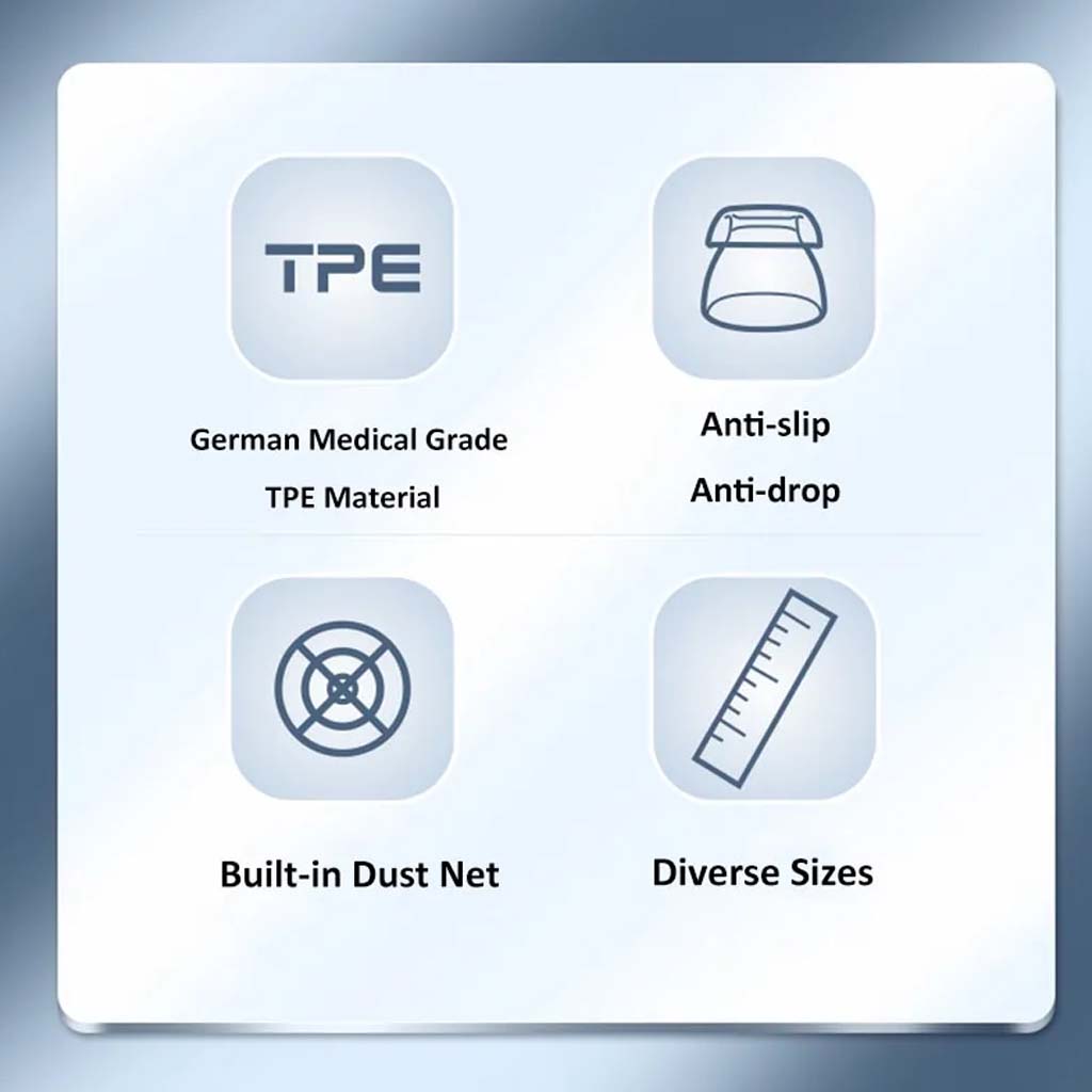 The Audiocular DuoFit Eartips are made of german medical grade TPE material, and they come in various sizes