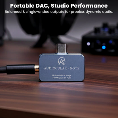 AUDIOCULAR - NOTE Hi-Res Portable DAC & Amp offering studio-grade performance with balanced and single-ended outputs for dynamic, precise audio.