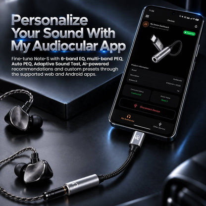 AUDIOCULAR - Note-S KT0231H + MAX97220 Type-C to 3.5mm Portable DAC & Amp