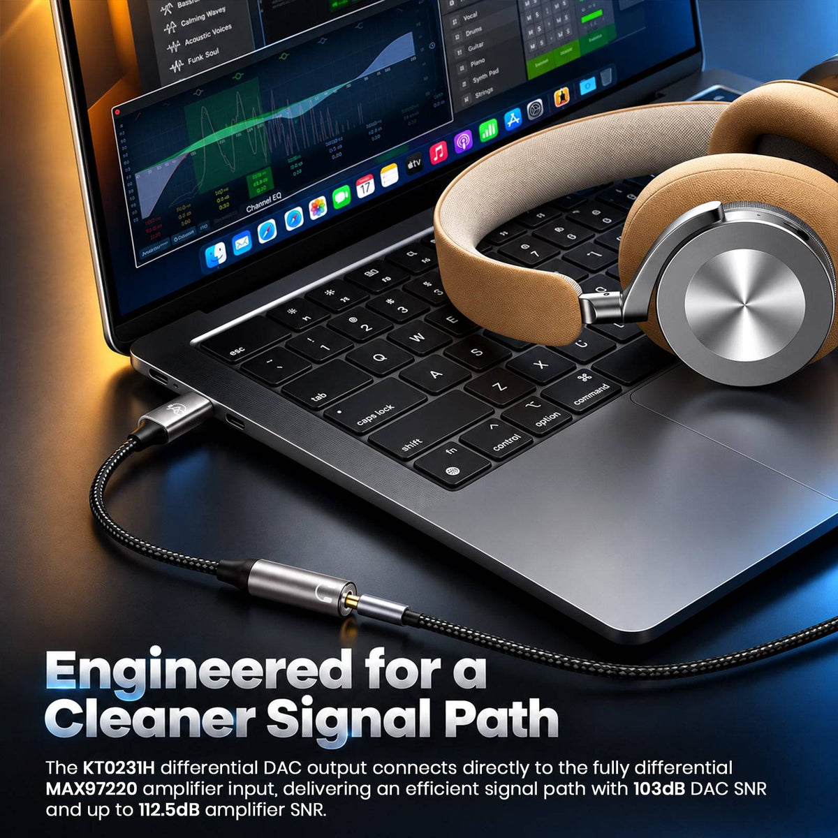 AUDIOCULAR - Note-S KT0231H + MAX97220 Type-C to 3.5mm Portable DAC & Amp