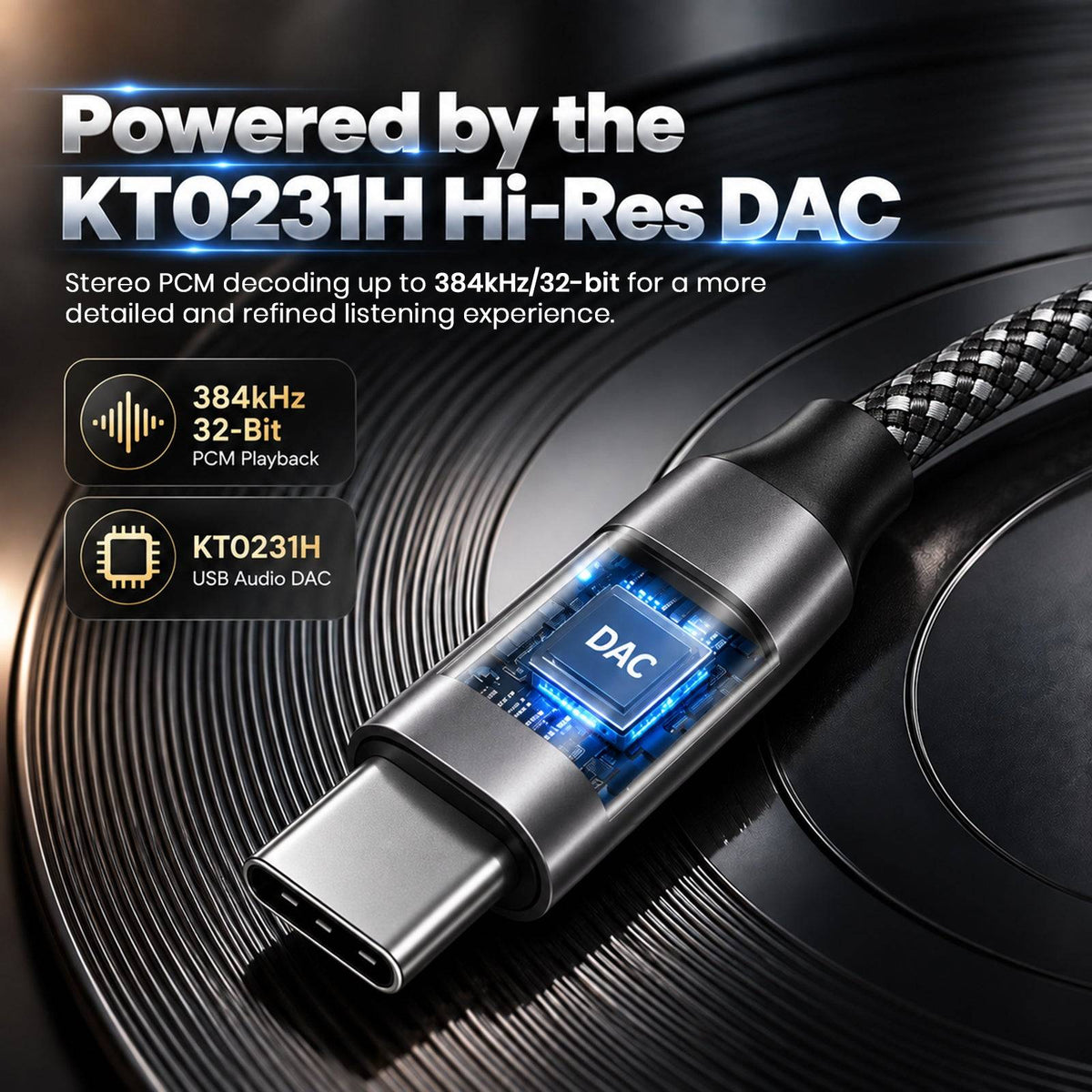 AUDIOCULAR - Note-S KT0231H + MAX97220 Type-C to 3.5mm Portable DAC & Amp
