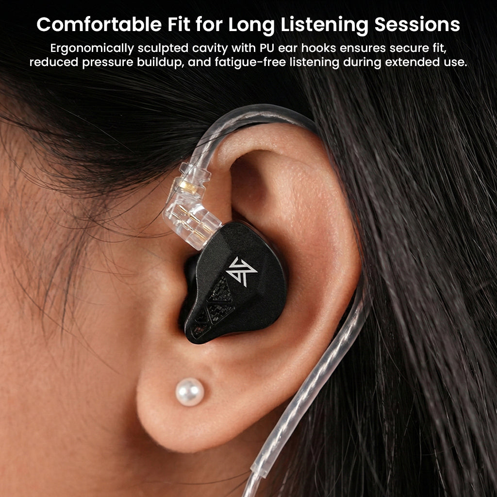 Ergonomic in-ear monitor with secure fit for long listening sessions