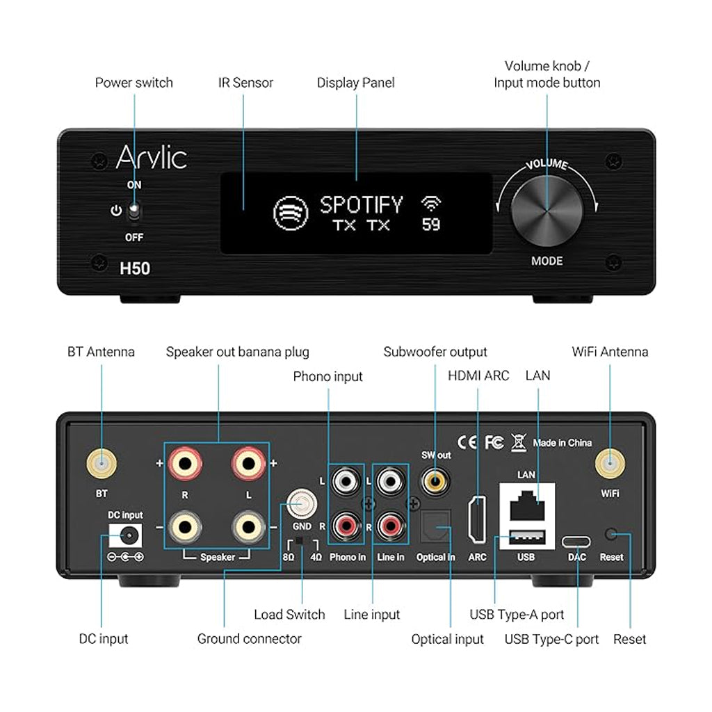 ARYLIC H50 Multiroom Stereo HiFi Amplifier & Streamer