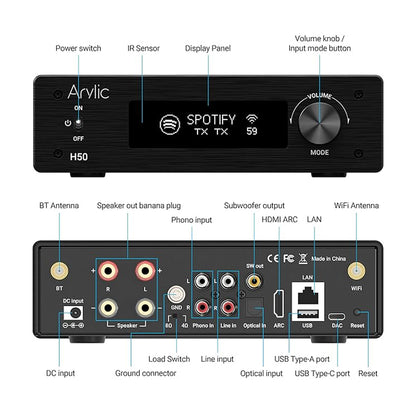 ARYLIC H50 Multiroom Stereo HiFi Amplifier & Streamer