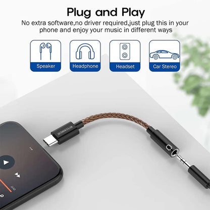 AUDIOCULAR USB-C DAC Dongle supports plug-and-play for headphones, speakers, and car stereo with no software needed.