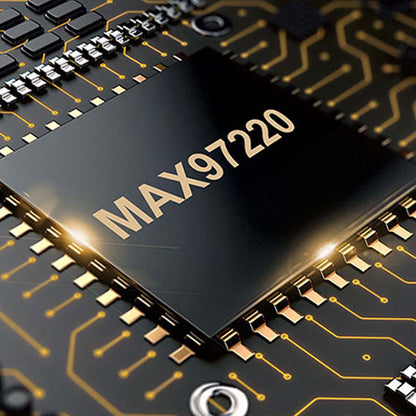 MAX97220 amplifier chip in AUDIOCULAR DAC Dongle enhances sound clarity and volume for premium audio experience.