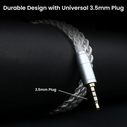 3.5mm plug of AUDIOCULAR LEX In Ear Monitor cable, designed for universal compatibility with audio devices and durable daily use.