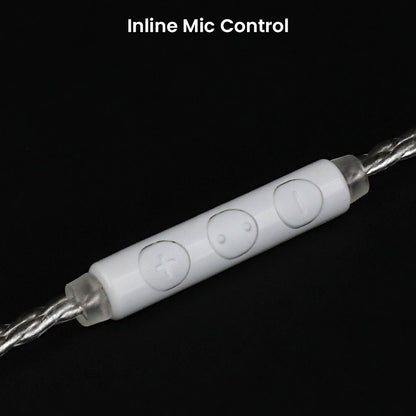 Inline mic control on AUDIOCULAR LEX In Ear Monitor cable with volume and call buttons, ideal for hands-free use and convenience.