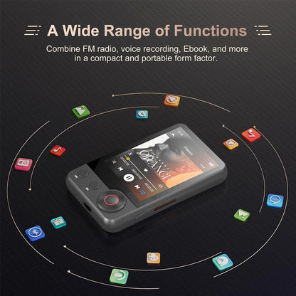 AUDIOCULAR M71 Mp3 Player supports multiple functions like FM radio, voice recording, and eBook reading in a compact, multifunctional device.