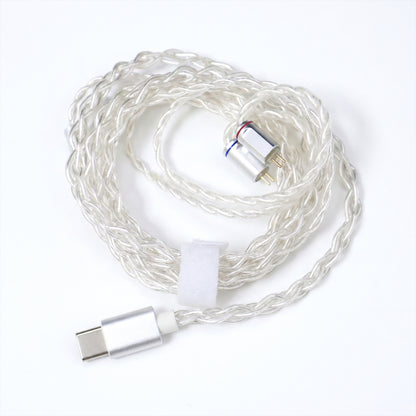Clear silver-plated OFC upgrade cable for IEM with USB-C connector