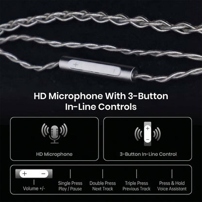 HD Microphone with inline controls for audio device