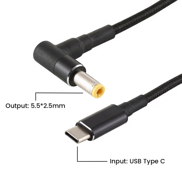 TECPHILE -  100W PD FAST Charging Type-C Cable for Asus/Toshiba/ Lenovo/Fujitsu Laptop - 2