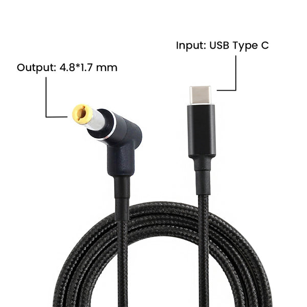 TECPHILE - 100W Type-C PD Fast Charging Cable for HP Laptop - 19