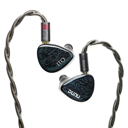 DUNU X KOTO ITO 2DD+2BA Hybrid IEM with braided cable and ergonomic resin shell, designed for high-fidelity in-ear audio performance.