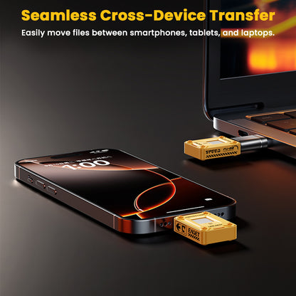 EAGET FU80 Pen Drive enables seamless cross-device file transfer between smartphones, tablets, and laptops via USB-C.