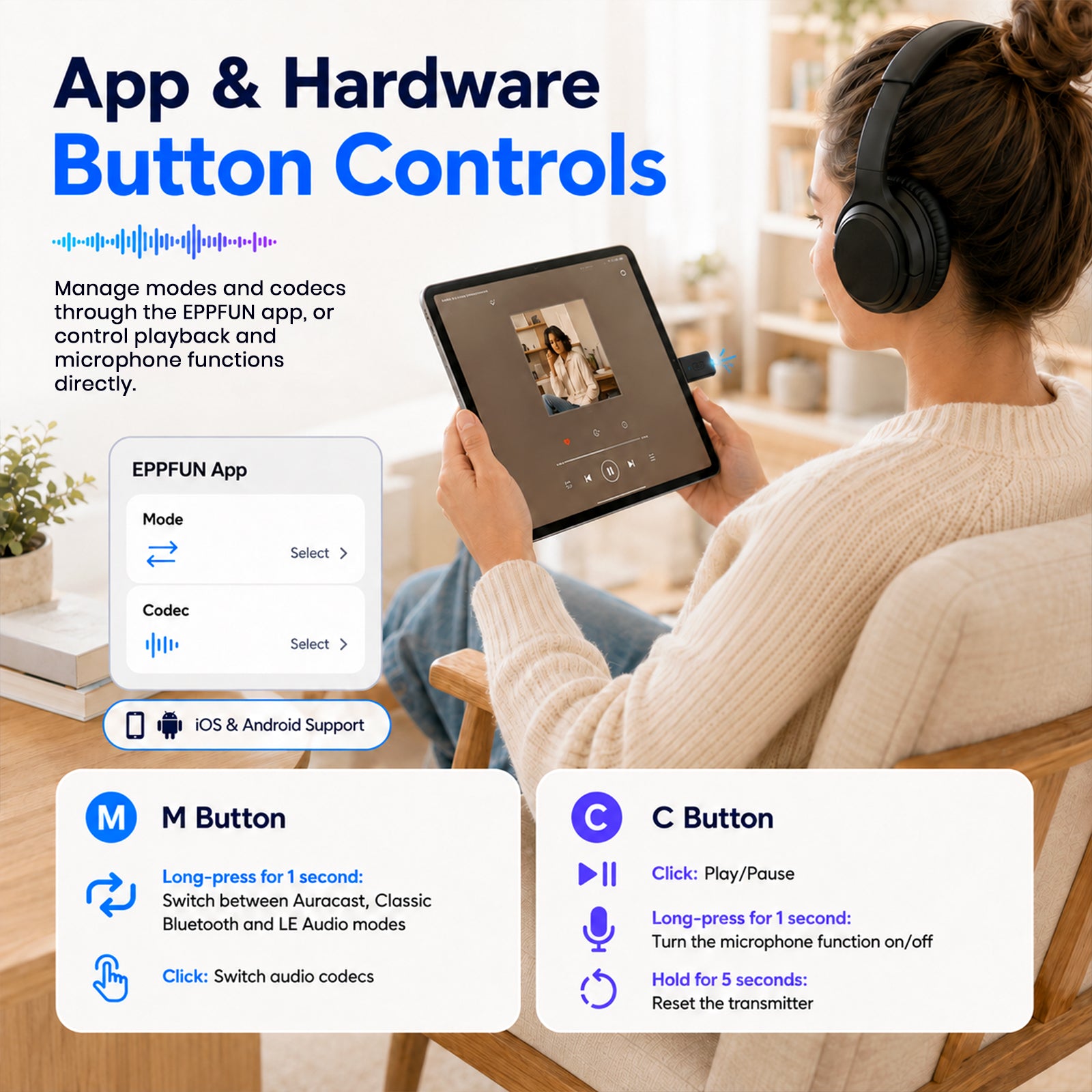 EPPFUN – AK3040 TOPEST Bluetooth 6.0 USB-C Audio Transmitter