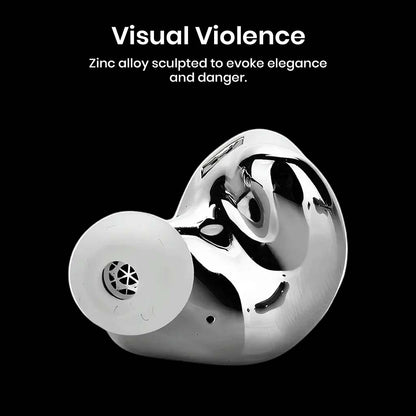 Rear view of EarAcoustic VSA-V1 IEM showing ergonomic zinc alloy housing designed for elegance, comfort, and durability.