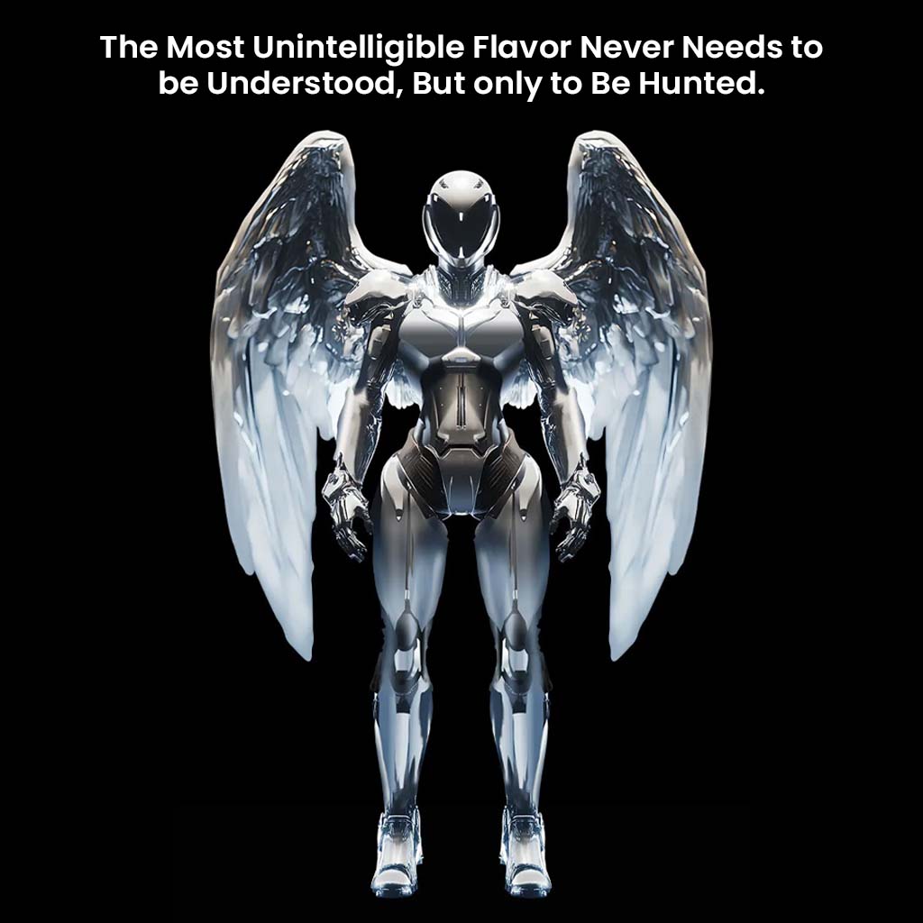 Futuristic silver-winged humanoid symbolizing the power and precision of the VSA MAX IEM's cutting-edge audio technology and design.