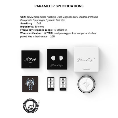 Full parameter specifications of EARACOUSTIC STA IEMs including dual driver unit, frequency range, and accessories.