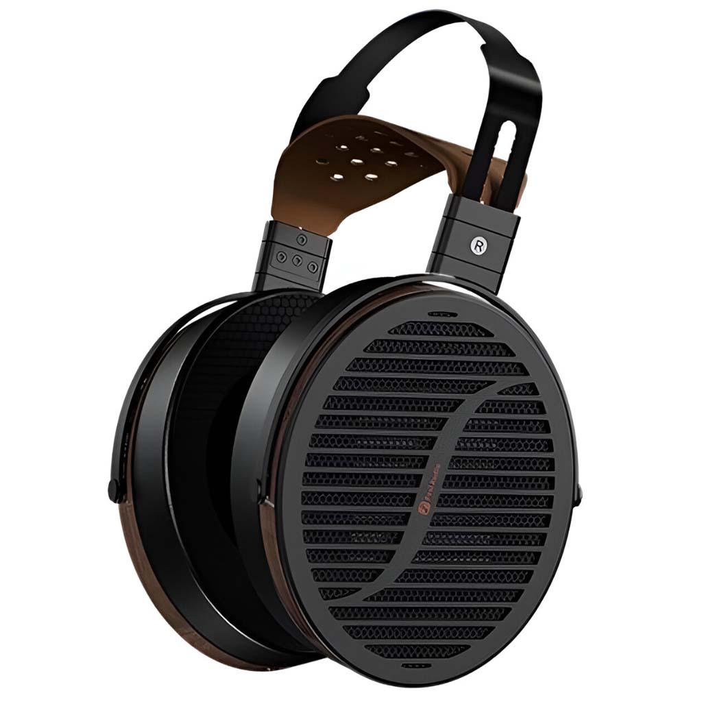 Fosi Audio i5 97mm planar magnetic open-back headphones with walnut wood and CNC-machined aluminum frame for high-fidelity audio performance.