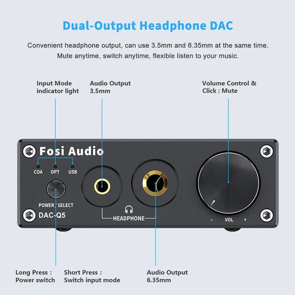 Fosi Audio - Q5 USB DAC & Amp - 2