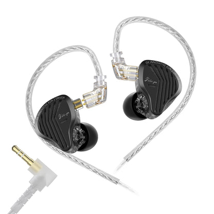 Black GK KUNTEN Pro 2nd Generation in-ear monitor with dynamic driver, clear detachable cable, and sleek design for professional audio