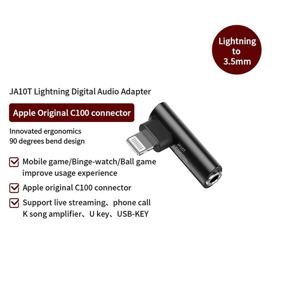 JCALLY - JA10T  Lighting Male to 3.5mm Female Audio Adapter - 5