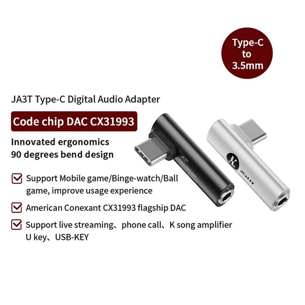 JCALLY - JA3T Type C Male to 3.5mm Female Portable DAC Dongle - 3