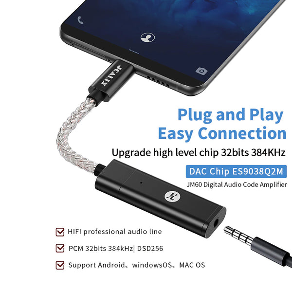 JCALLY - JM60 Type C to 3.5mm Portable DAC Dongle - 6