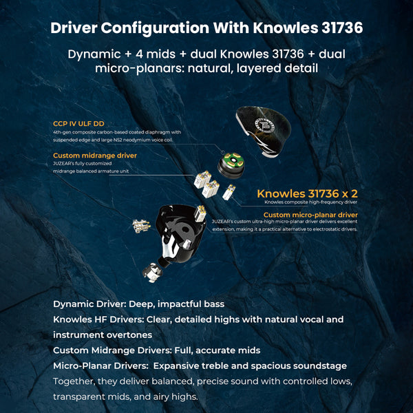 JUZEAR - Harrier 1DD + 6BA + 2 Micro Planar Driver Hybrid IEM - 6