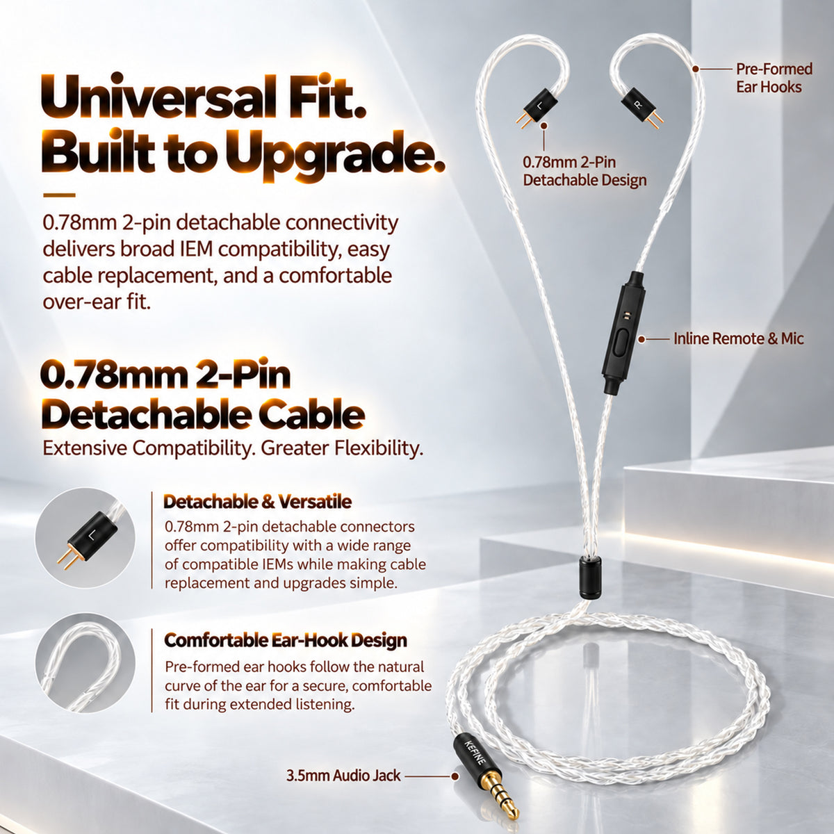 KEFINE – Klean SV 108-Strand Silver-Plated Copper Replacement Cable