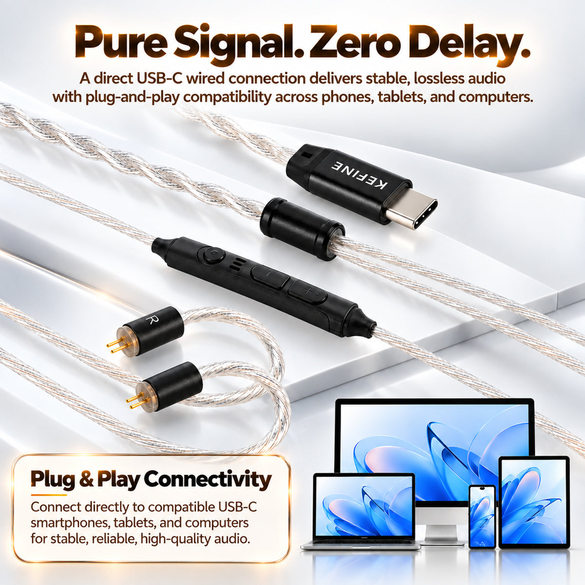 KEFINE – Klean SV 108-Strand Silver-Plated Copper Replacement Cable