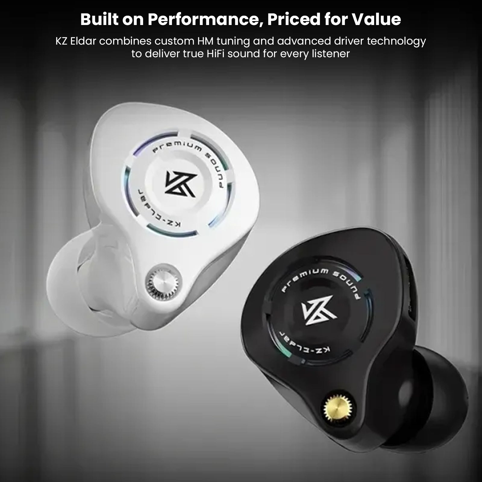 KZ Eldar IEMs with customizable sound controls and premium build quality for audiophile listening