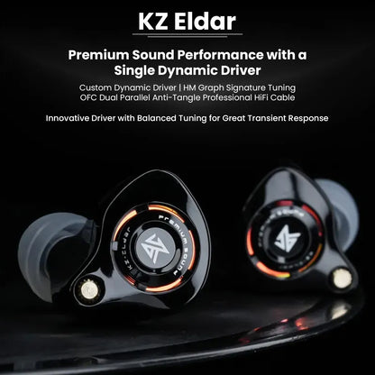 KZ Eldar product promotional image with branding and features