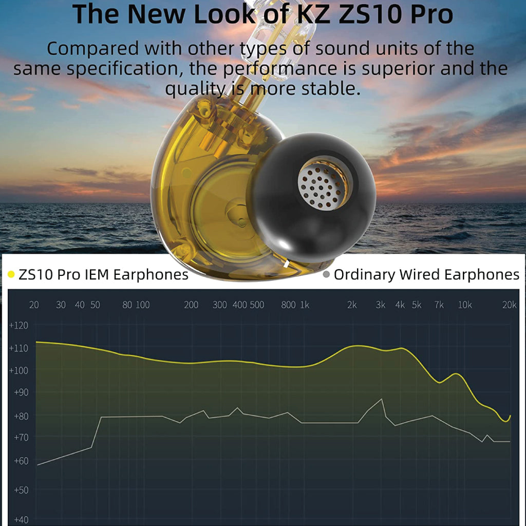 ConceptKart KZ ZS10 Pro Wired IEM Stone Black frequency