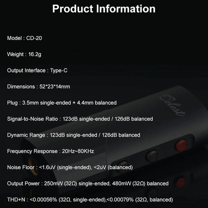 Kinera Celest CD-20 DAC AMP Specification
