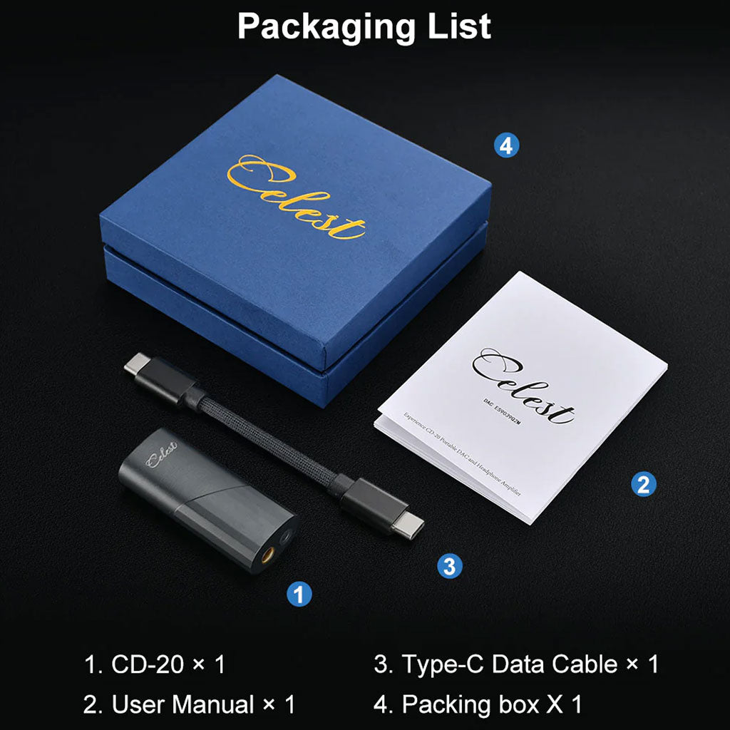 KINERA Celest CD-20 ES9039Q2M Portable DAC & AMP – Concept Kart