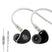 Black KiwiEars Belle IEM with 3.5mm cable and mic, combining stylish design with premium sound for everyday audio use.