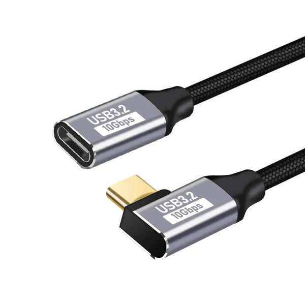 TECPHILE - L Shape Type-C Male to Type-C Female 100W Charging Cable - 11
