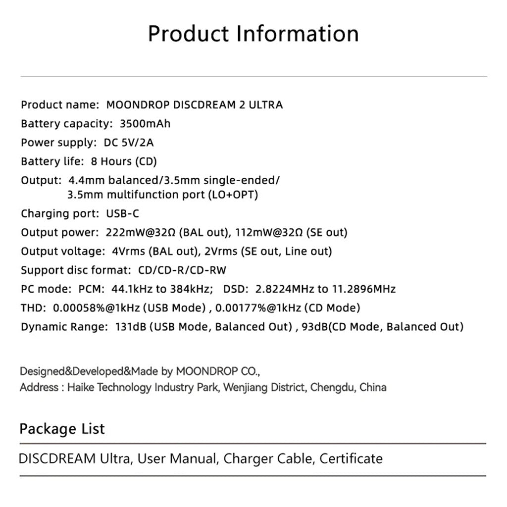 MOONDROP DiscDream 2 Ultra CD Player