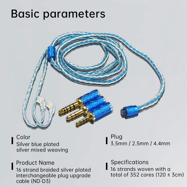 ND - D3 Silver Plated Modular Upgrade Cable for IEM - 3