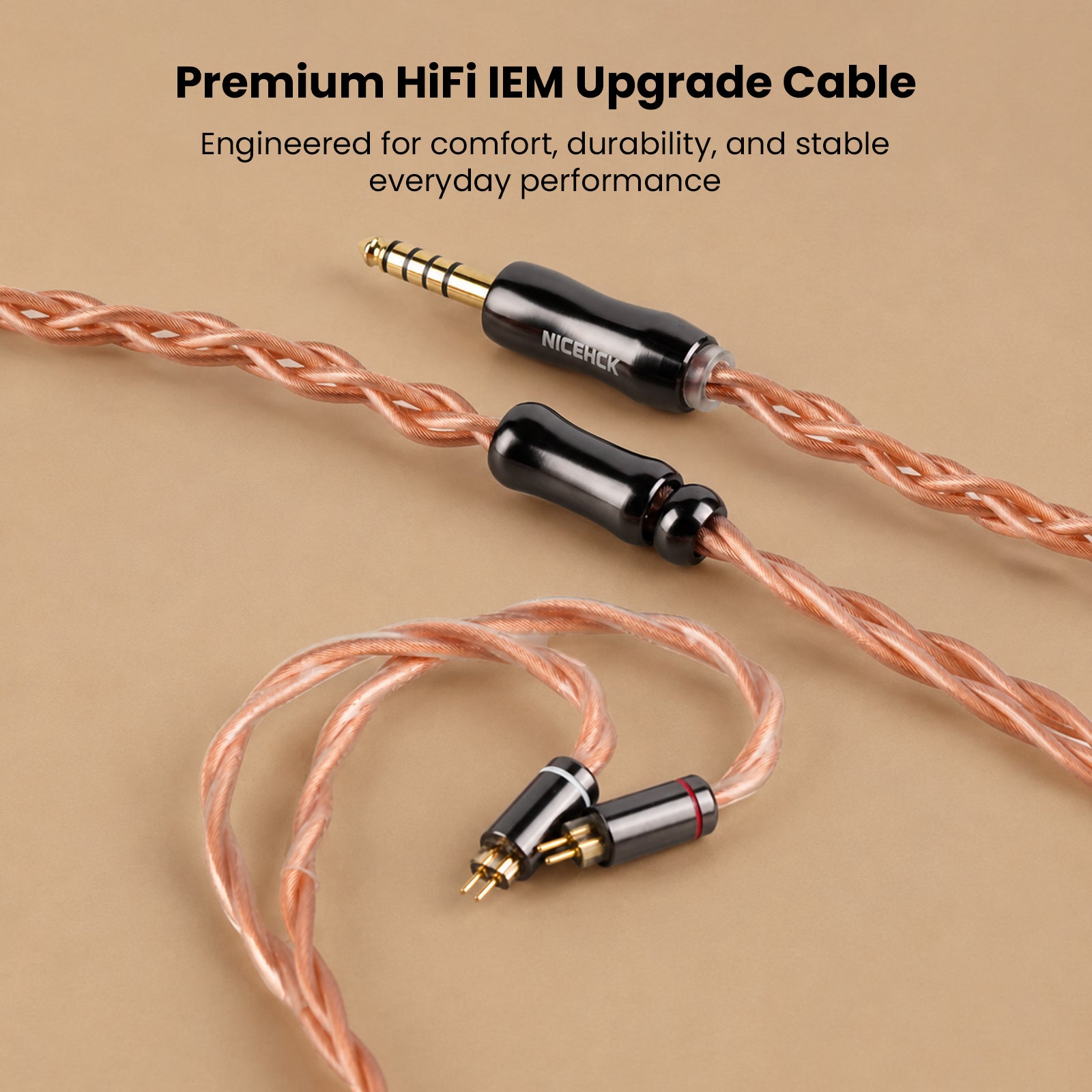 Copper braided audio upgrade cable for IEM