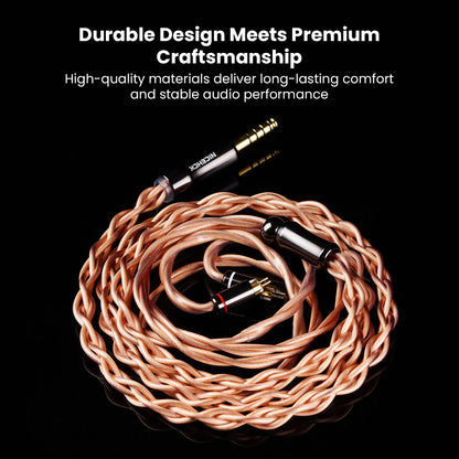 Copper braided audio cable with gold-plated connectors for IEMs